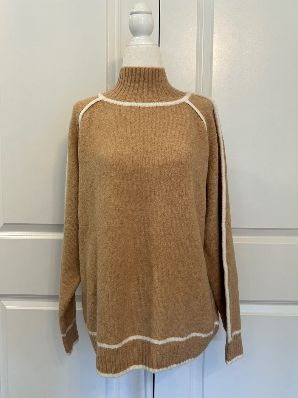 Petal & Pup Rylee Contrast Hem Knit Sweater-Camel